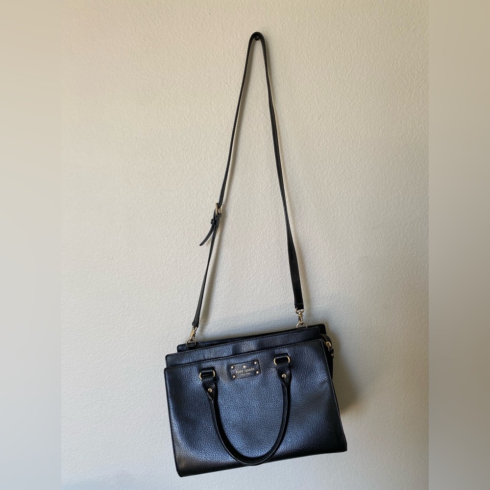 kate spade Black Leather Satchel with Removable Crossbody Strap
